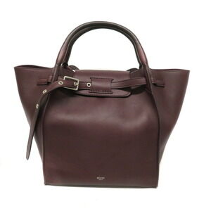 CELINE Bag Long Strap Handbag Shoulder Leather Burgundy Red Bordeaux Red